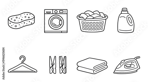 Laundry items and tools arranged on dark gradient background