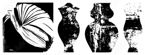 Hand thrown vases with distressed glaze, artisan ceramic decor, rustic vase collection, abstract vessel art, studio pieces.