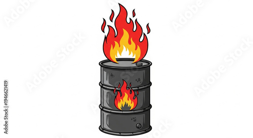 Burning Oil Barrel on Fire.