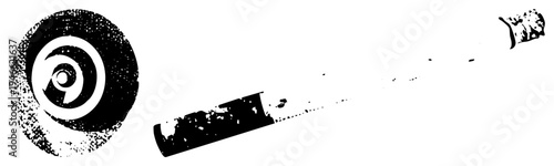 Graphic design featuring a halftone spiral and fragmented tube, vector art, bold shapes,, isolated elements, stylized composition.