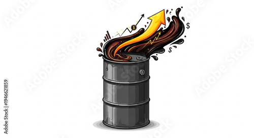 Burning Oil Barrel with Flames.