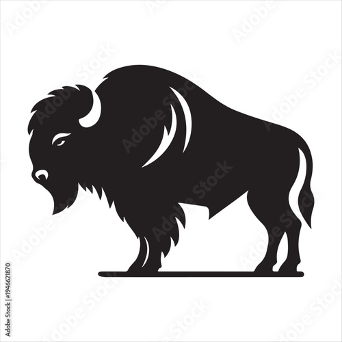 majestic Bison abstract silhouette outline logo design  concept illustration idea