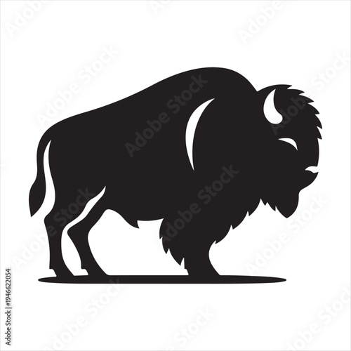 majestic Bison abstract silhouette outline logo design  concept illustration idea