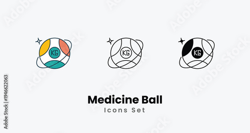 Medicine Ball icons vector set stock illustration