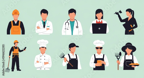 Diverse Professions - A Collection of Illustrated Career Avatars.