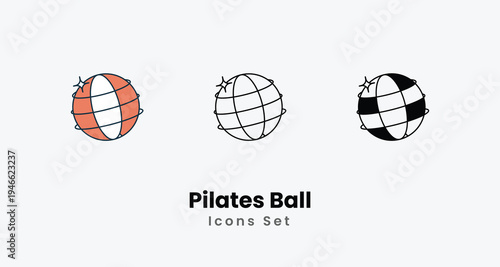 Pilates Ball icons vector set stock illustration