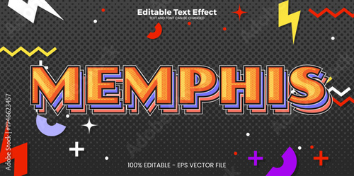 Memphis Editable text effect in memphis trend style