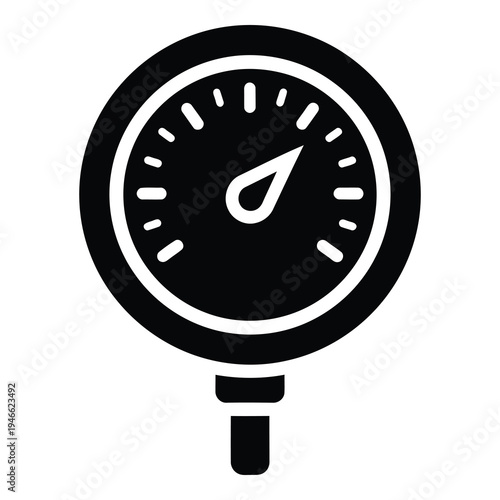 Black and white illustration of a pressure gauge meter dial with indicator needle icon
