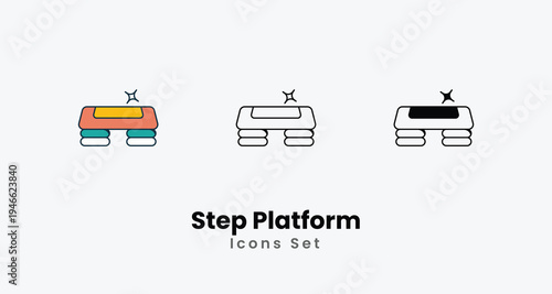 Step Platform icons vector set stock illustration