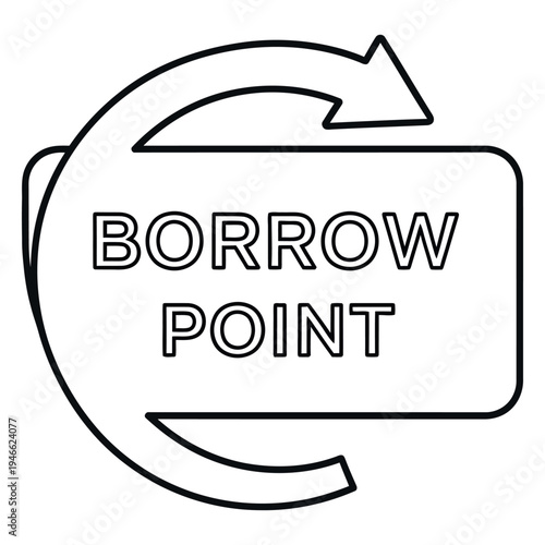 Black line of borrow point with curved arrow line borrow point black and white minimal simple style text directional arrow