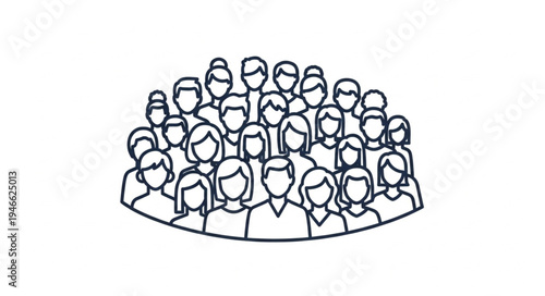 Diverse group of people standing together in a crowd.