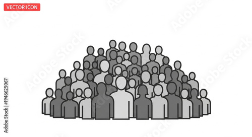 Large Group of Diverse People Standing Together in a Crowd.