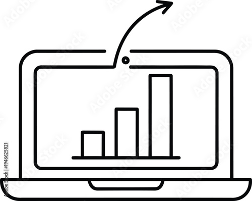 Computer with internet icon in line style. Free wifi concept label. Symbol of service in hotel, hostel, motel. Vector illustration isolated 