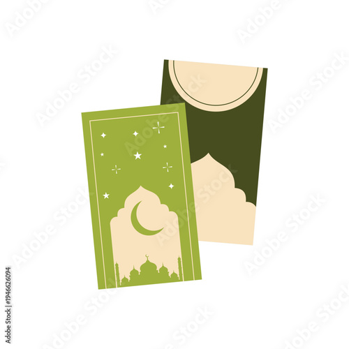 Minimalist Islamic Money Envelope Design with Mosque Silhouette