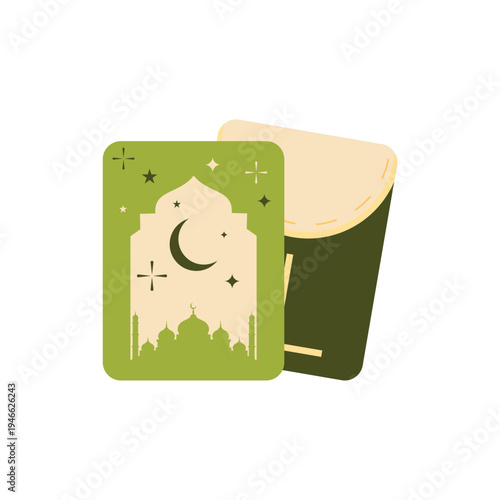 Minimalist Islamic Money Envelope Design with Mosque Silhouette