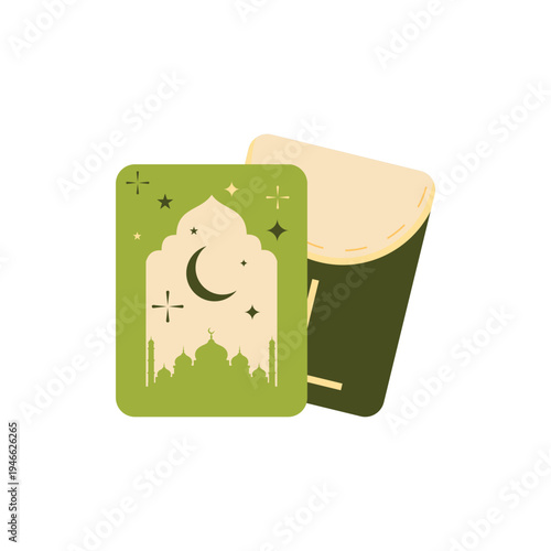 Minimalist Islamic Money Envelope Design with Mosque Silhouette