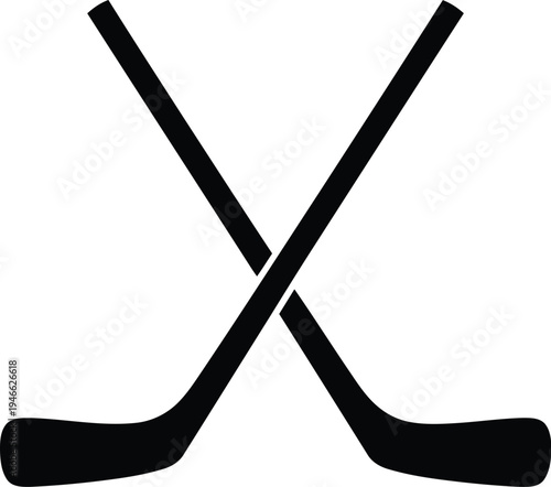Two crossed hockey sticks on a white background