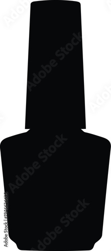 A black silhouette of a bottle of nail polish