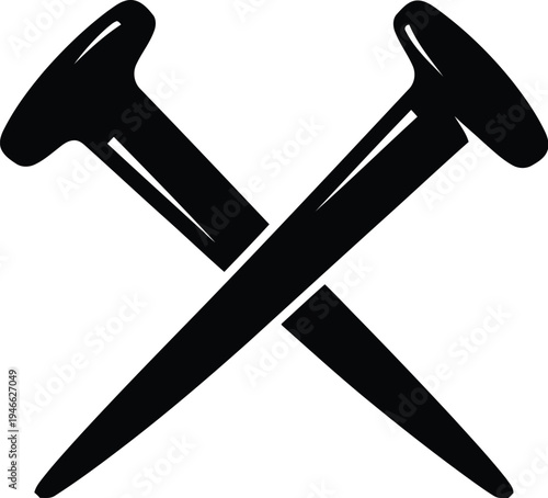 Two black nails crossed over each other