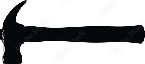 Black silhouette of a claw hammer on white background