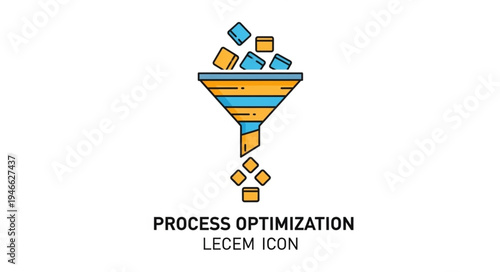 Funnel with cubes representing process optimization and data filtering.