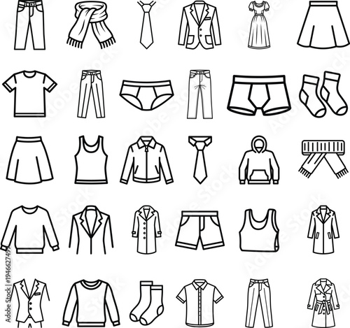 Collection of clothing and apparel icons set for fashion and style design vector illustration