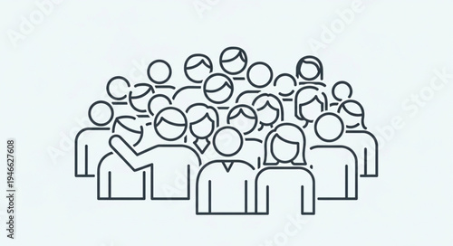 Illustration of a large group of diverse people standing together.
