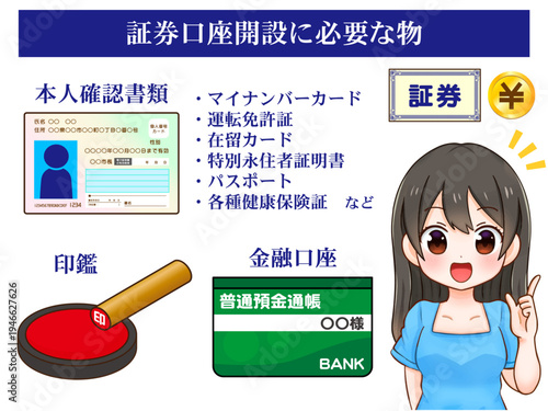口座開設の説明をする女子のイラスト素材