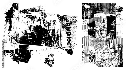 Retro cinema admission pass with distressed halftone print, film noir aesthetic, theater ticket stub, cinema entrance, black and white vector graphic.