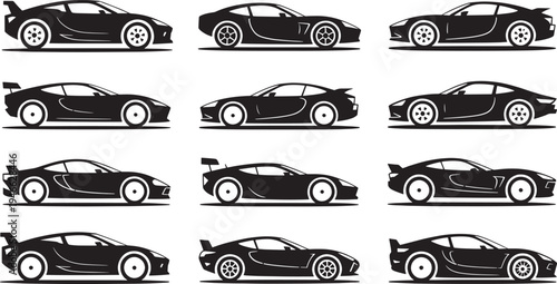 Black sports car silhouettes cars vehicles