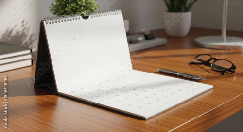 A neatly organized desk with an open planner and a pen