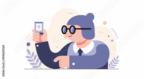 A person wearing glasses and a hat holds up a phone displaying a location pin