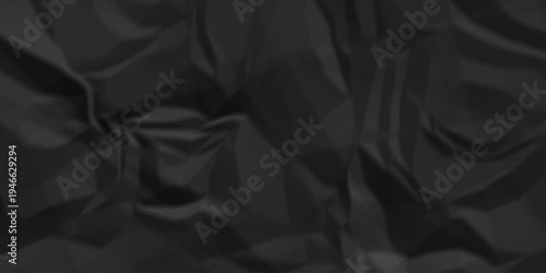 Black crumpled paper background texture pattern overlay. crinkled wrapper rumple wrinkled high resolution arts craft and Seamless black crumpled paper.