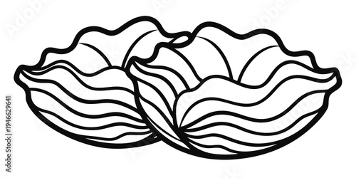 Minimalist black and white line art illustration showcasing a pair of wavy, ridged potato chips, perfect for culinary, snack food, and appetizer designs