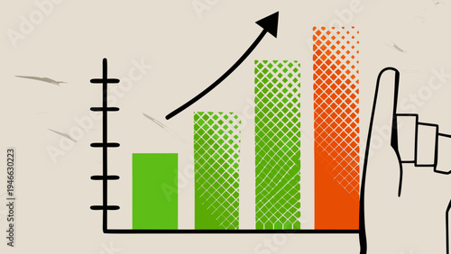 Illustration of a rising graph with a pointing hand nearby