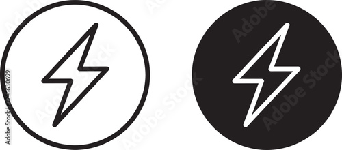 Lightning bolt in circle symbol black and white