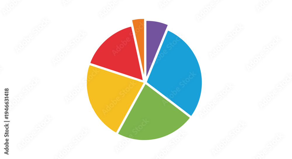 Obraz premium Colorful Pie Chart with Six Segments.