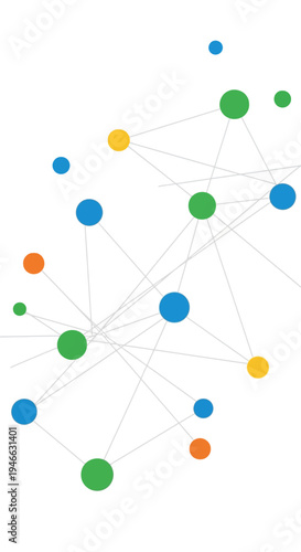 Colorful Dots Connected by Lines Network.