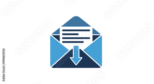 Blue Envelope with Downloading Document Inside.
