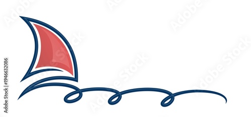 The symbol of sailboat with wave.