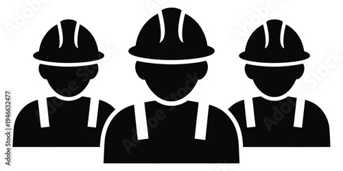Construction worker vector icon, builder engineer avatar with helmet and tools, minimal outline symbol for construction industry, architecture projects