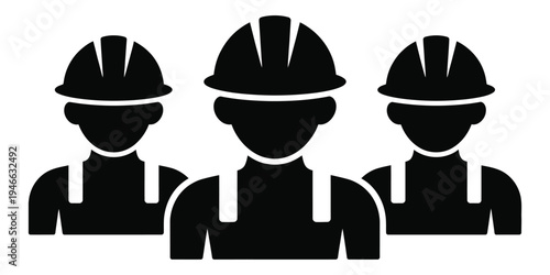 Construction worker vector icon, professional builder wearing safety helmet and work uniform, editable line symbol for engineering industry