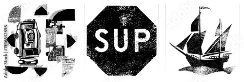 Precision surveying instrument with halftone shading, geometric fragments, technical drafting tool, engineering equipment, field measurement device.