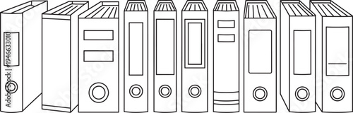 Various office binders in a row files documents organization