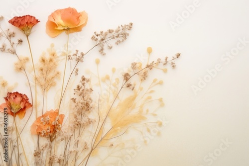 Real pressed bouquet flower pattern plant.