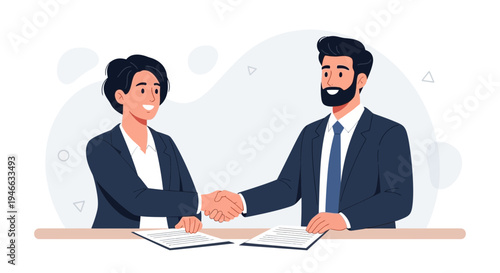 Business partners shaking hands over a deal, agreement, partnership, success