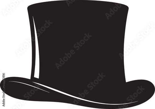 Black silhouette of a hat with white trim on a white background also transparent background