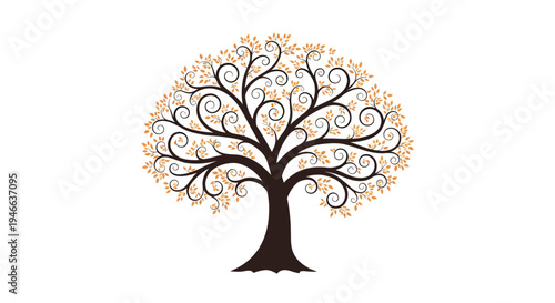 Illustration of a Tree with Swirling Branches.