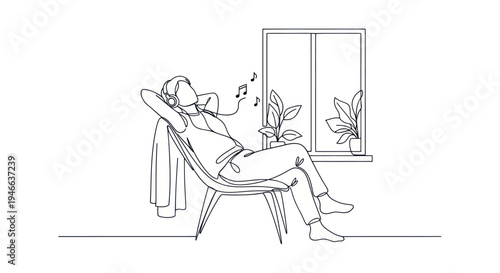 Man Relaxing in Chair with Feet Up.