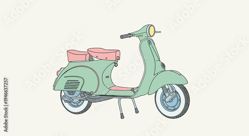 Vintage Green Scooter with Pink Accents.